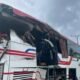 Penampakan bus Borlindo usai terlibat tabrakan dengan truk di Pasangkayu, Sulbar