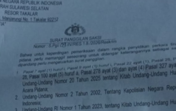 Polres Takalar Panggil Istri Terpidana, Padahal Kasus Sudah Inkrah