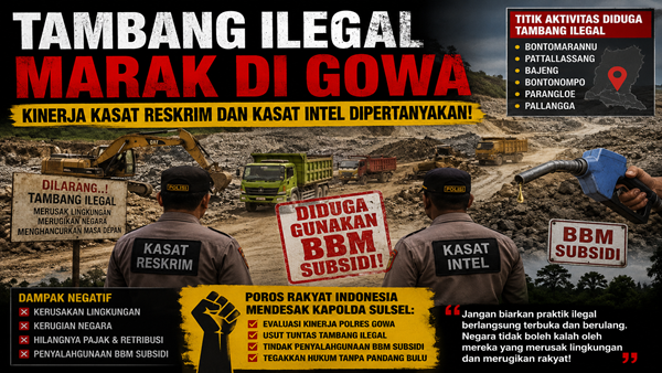 Tambang Tanpa Izin Menjamur di Enam Kecamatan, Ada Apa dengan Pengawasan Polres Gowa?