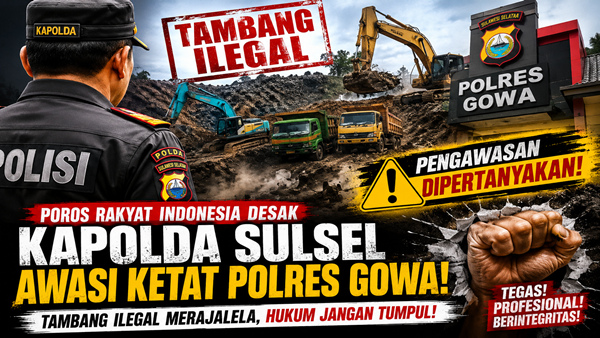 Poros Rakyat Indonesia Semprot Pengawasan Polres Gowa, Tambang Ilegal Masih Merajalela
