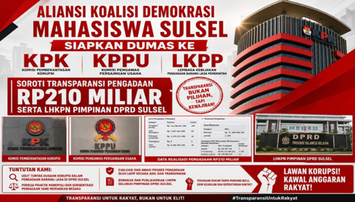 Mahasiswa Buka Peta Pengadaan DPRD Sulsel, Rp210 Miliar Jadi Perhatian Lembaga Pengawas