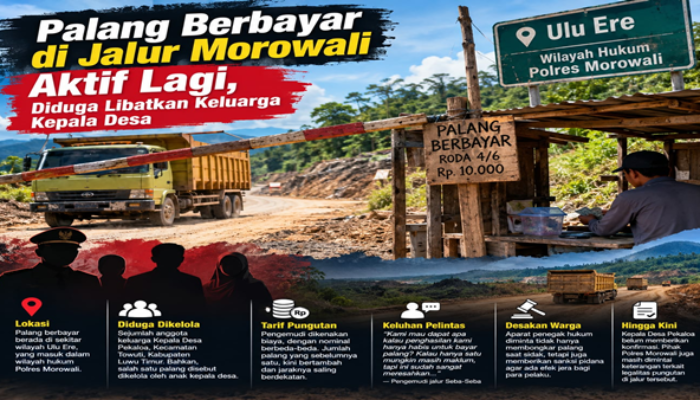 Sempat Ditertibkan, Palang Berbayar Kembali Berdiri di Morowali, Keluarga Kades Diduga Terlibat