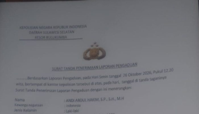 Minta Kasus Ditindaklanjuti, Andi Abdul Hakim Adukan Dugaan Penghinaan ke Polres Bulukumba
