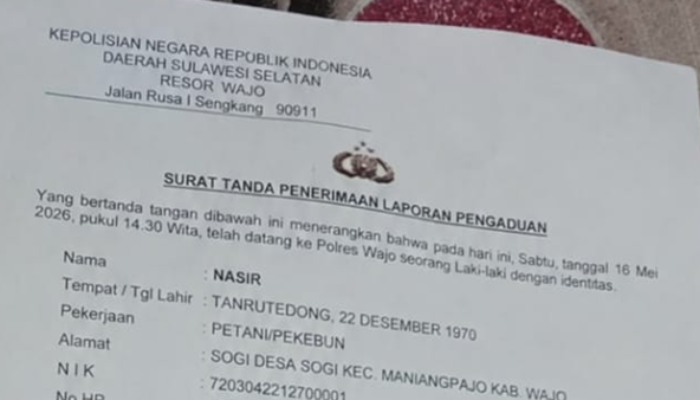 Nasib Tragis Petani Wajo: Uang Ludes Rp25,4 Juta, Mobil Tak Beres, Terlapor Belum Ditemukan